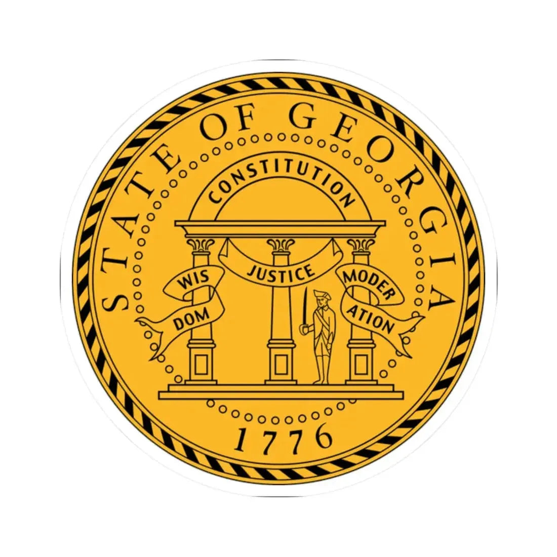 Seal of Georgia (United States) STICKER Vinyl Kiss-Cut Decal 2 Inch White - The Sticker Space