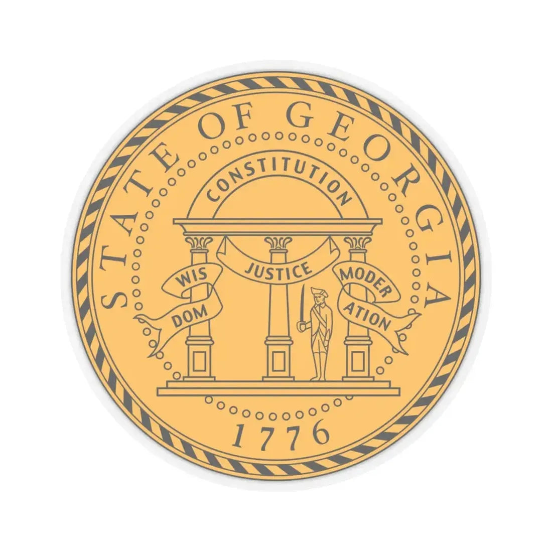 Seal of Georgia (United States) STICKER Vinyl Kiss-Cut Decal 4 Inch Transparent - The Sticker Space