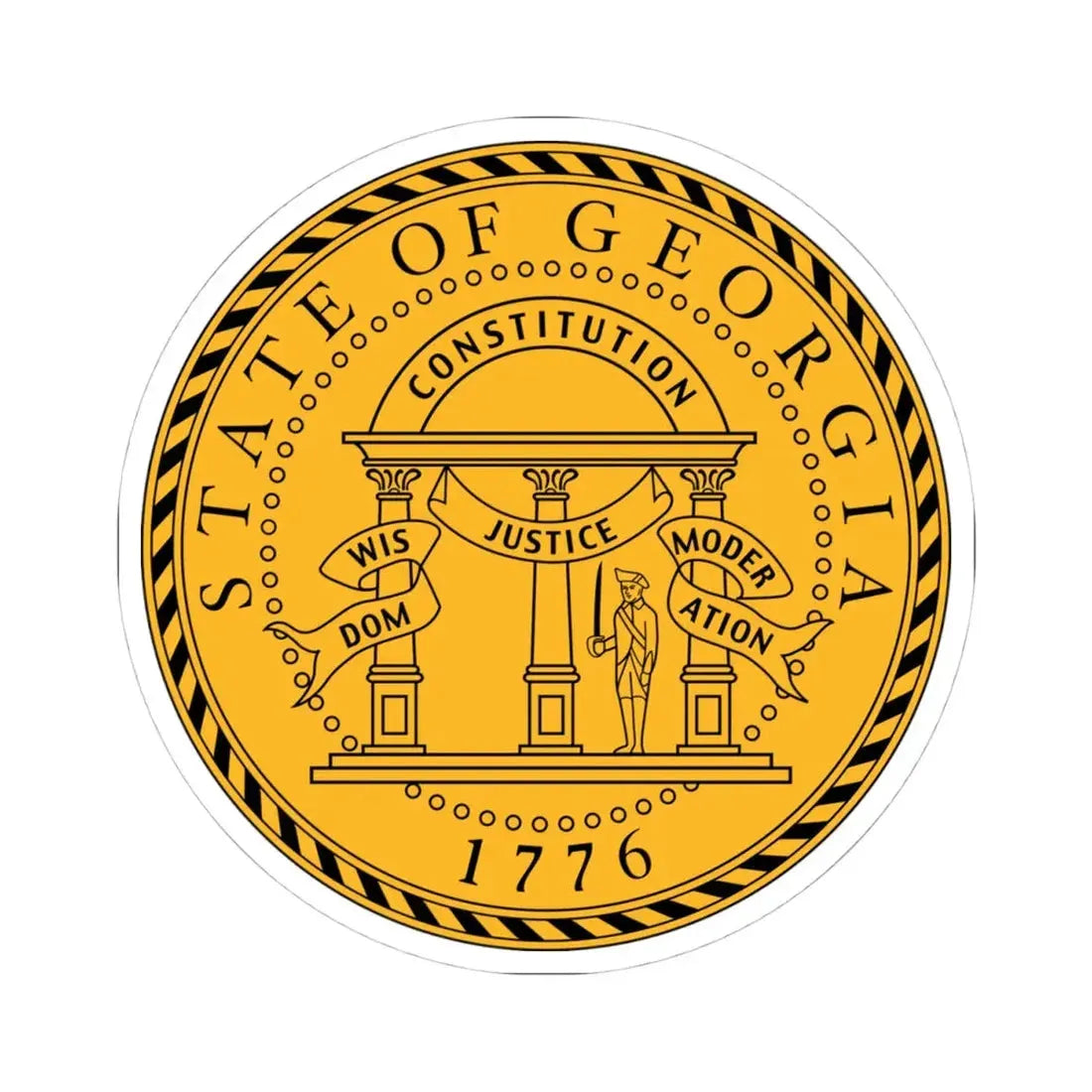 Seal of Georgia (United States) STICKER Vinyl Kiss-Cut Decal 4 Inch White - The Sticker Space