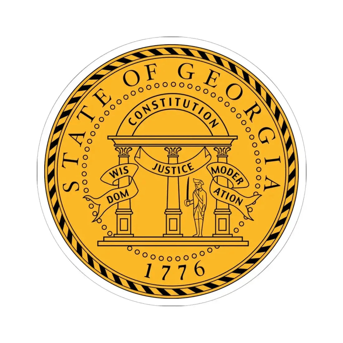 Seal of Georgia (United States) STICKER Vinyl Kiss-Cut Decal 6 Inch White - The Sticker Space
