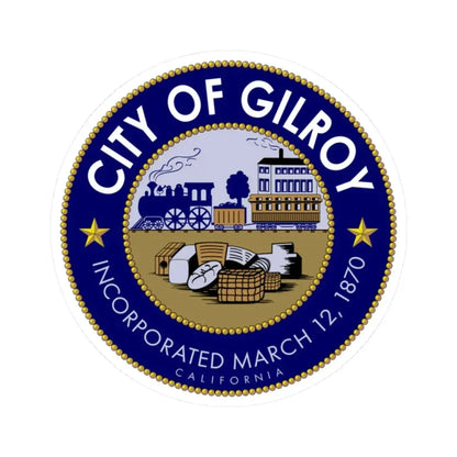 Seal of Gilroy California (United States) STICKER Vinyl Kiss-Cut Decal 2 Inch White - The Sticker Space