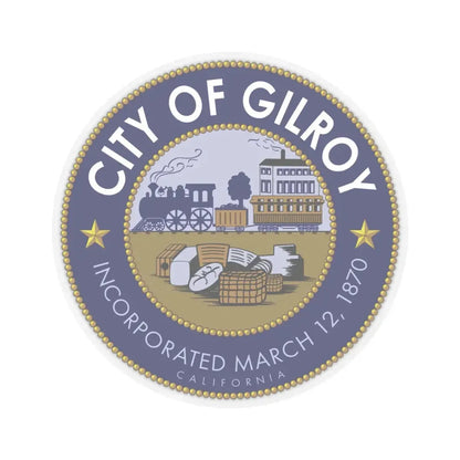 Seal of Gilroy California (United States) STICKER Vinyl Kiss-Cut Decal 6 Inch Transparent - The Sticker Space