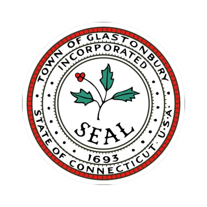 Seal of Glastonbury Connecticut (United States) STICKER Vinyl Kiss-Cut Decal 2 Inch White - The Sticker Space