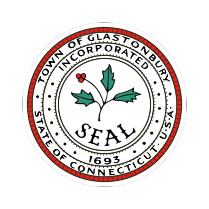Seal of Glastonbury Connecticut (United States) STICKER Vinyl Kiss-Cut Decal 3 Inch White - The Sticker Space