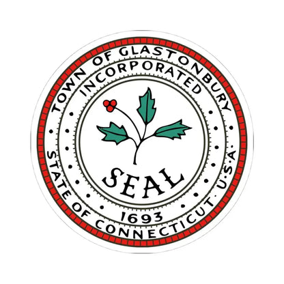 Seal of Glastonbury Connecticut (United States) STICKER Vinyl Kiss-Cut Decal 4 Inch White - The Sticker Space