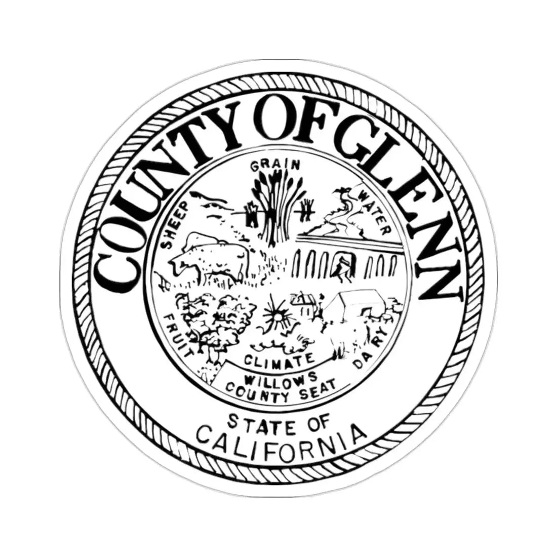 Seal of Glenn County, California USA STICKER Vinyl Die-Cut Decal 2 Inch - The Sticker Space