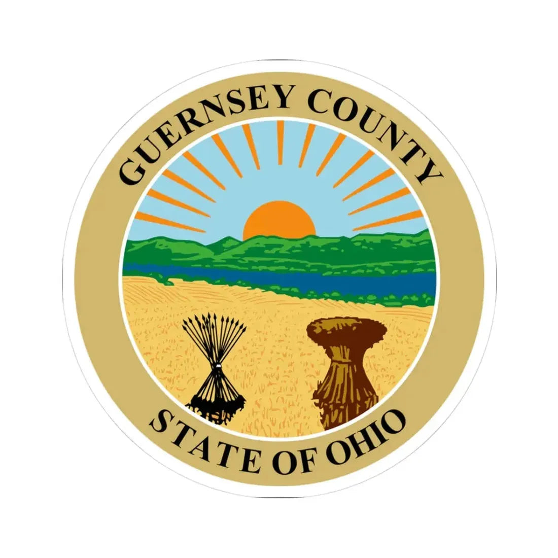 Seal of Guernsey County Ohio (United States) STICKER Vinyl Kiss-Cut Decal 3 Inch White - The Sticker Space