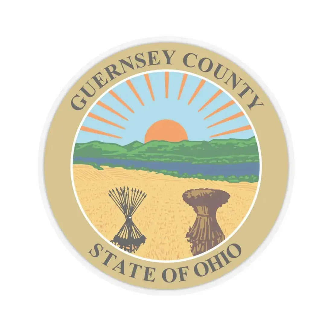 Seal of Guernsey County Ohio (United States) STICKER Vinyl Kiss-Cut Decal 6 Inch Transparent - The Sticker Space