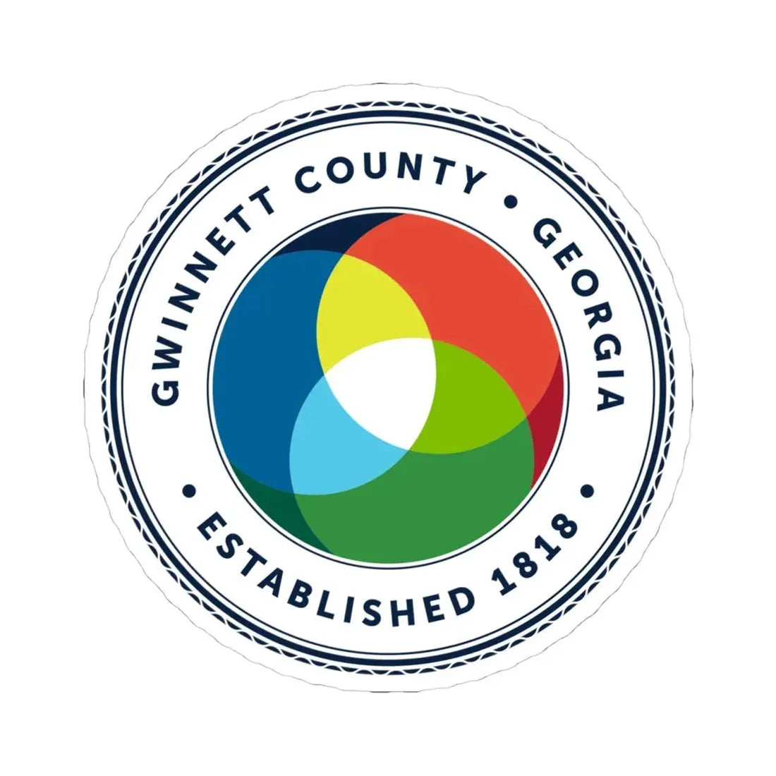 Seal of Gwinnett County Georgia (United States) (Georgia) STICKER Vinyl Kiss-Cut Decal 4 Inch White - The Sticker Space