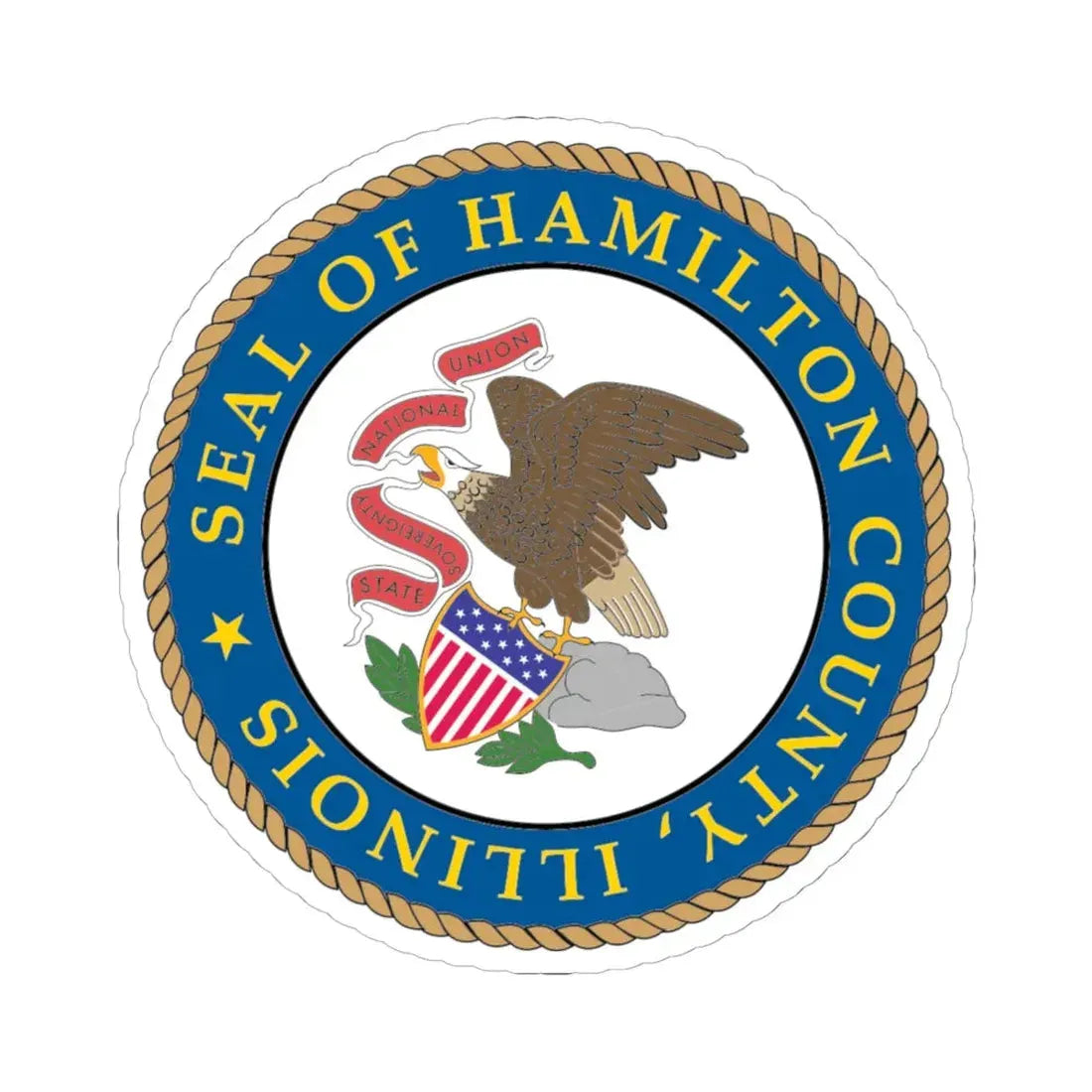 Seal of Hamilon County Illinois (United States) STICKER Vinyl Kiss-Cut Decal 6 Inch White - The Sticker Space