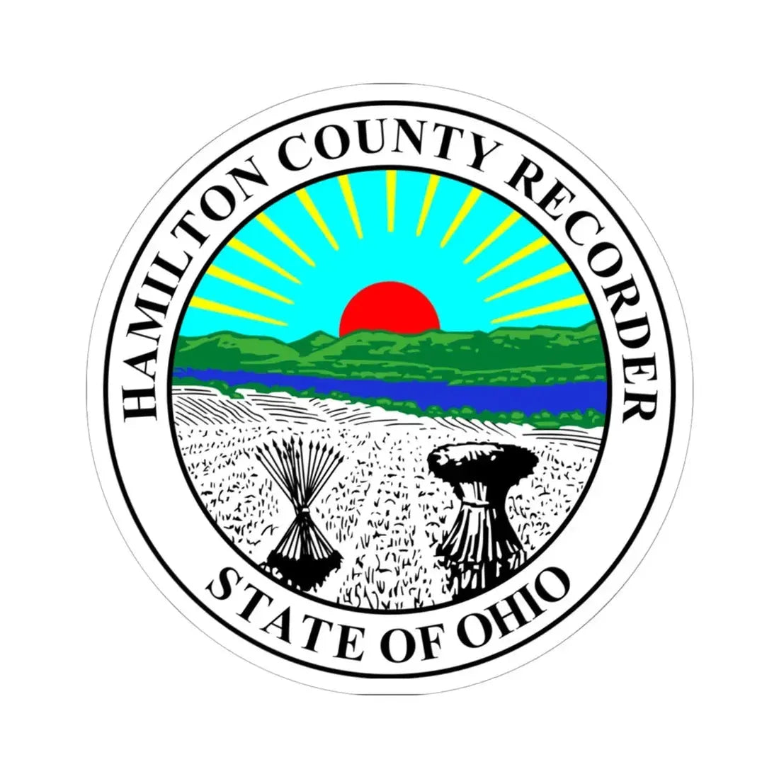 Seal of Hamilton County Ohio Recorder (United States) STICKER Vinyl Kiss-Cut Decal 6 Inch White - The Sticker Space