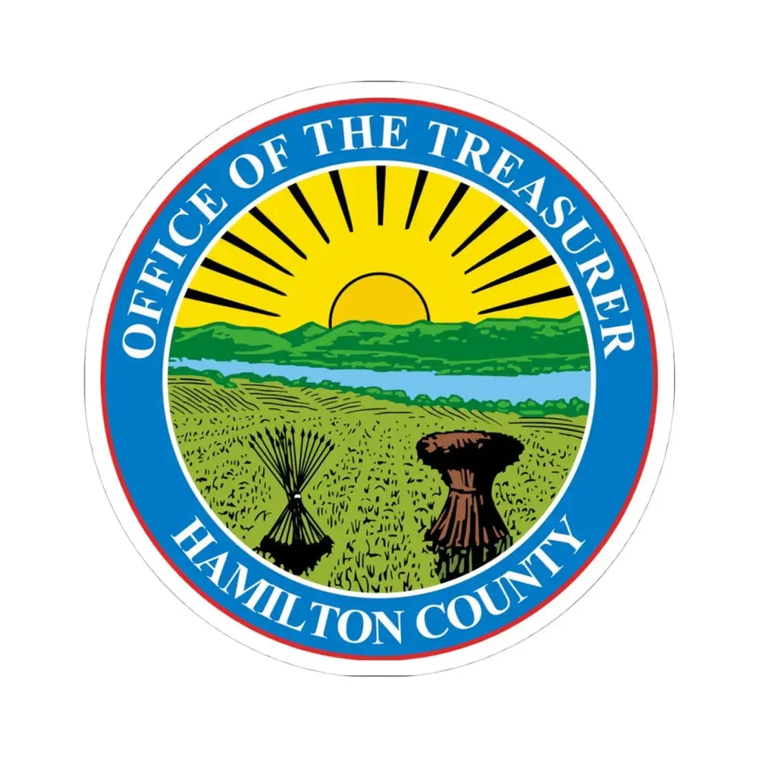 Seal of Hamilton County Ohio Treasurer (United States) STICKER Vinyl Kiss-Cut Decal 4 Inch White - The Sticker Space