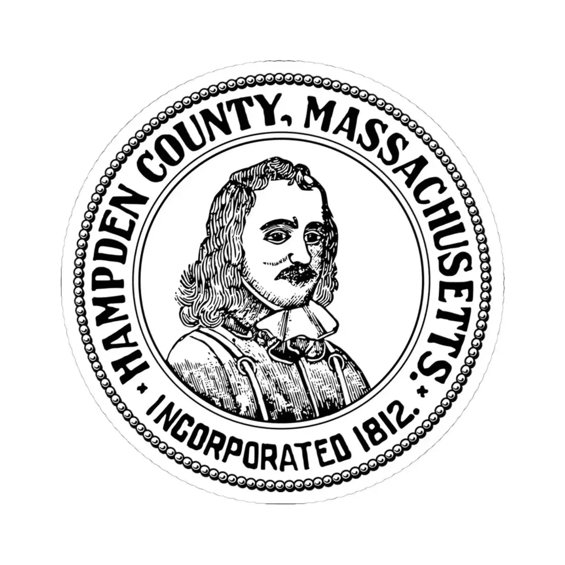 Seal of Hampden County Massachusetts (United States) STICKER Vinyl Kiss-Cut Decal 4 Inch White - The Sticker Space