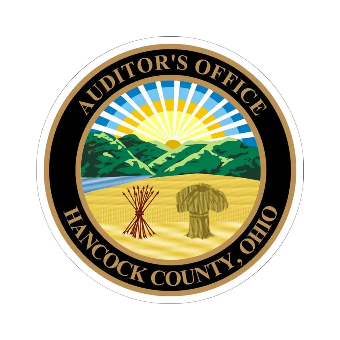 Seal of Hancock County Ohio Auditor (United States) STICKER Vinyl Kiss-Cut Decal 6 Inch White - The Sticker Space
