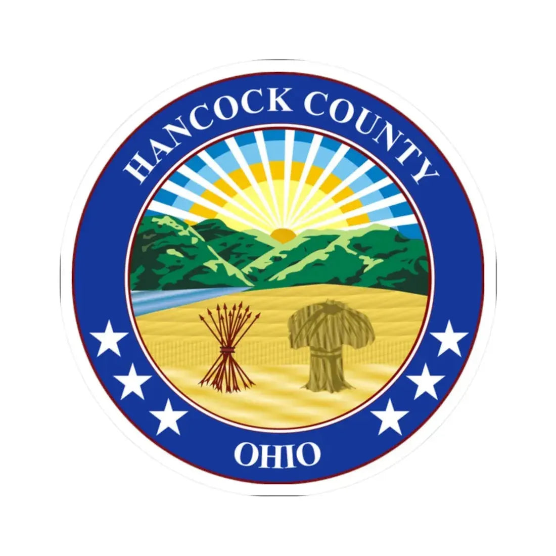 Seal of Hancock County Ohio (United States) STICKER Vinyl Kiss-Cut Decal 2 Inch White - The Sticker Space