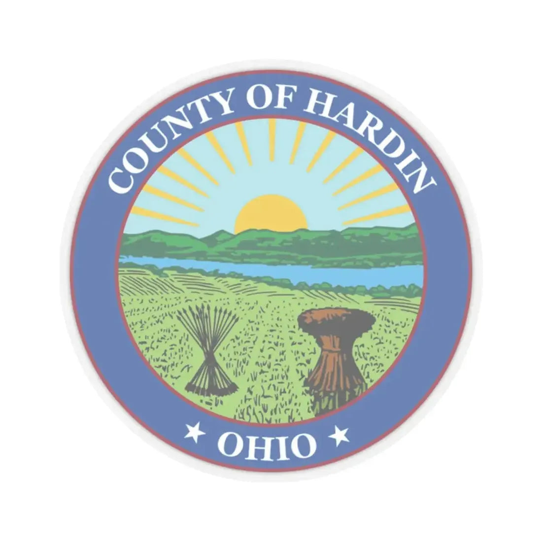 Seal of Hardin County Ohio (United States) STICKER Vinyl Kiss-Cut Decal 2 Inch Transparent - The Sticker Space