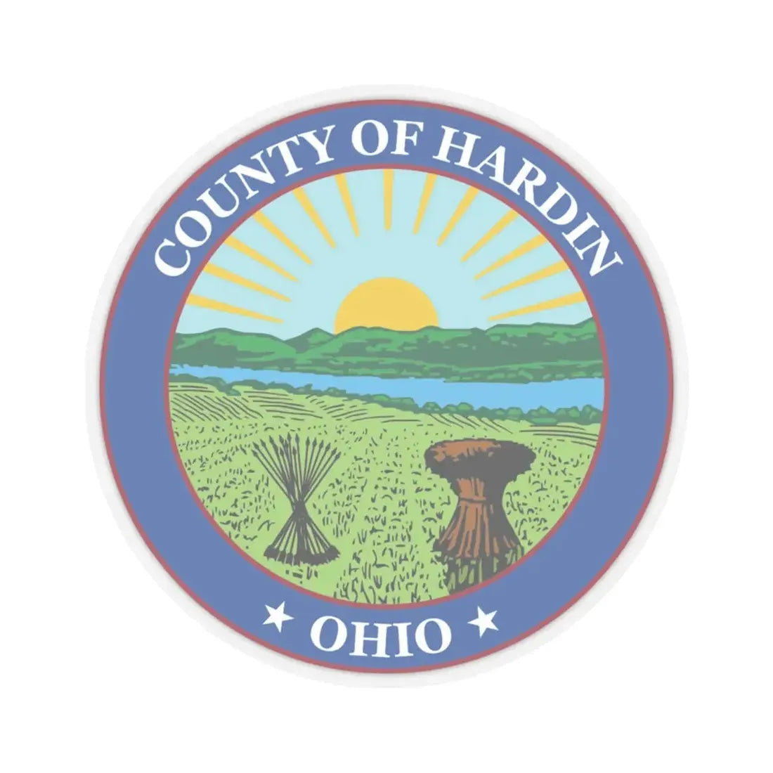 Seal of Hardin County Ohio (United States) STICKER Vinyl Kiss-Cut Decal 4 Inch Transparent - The Sticker Space