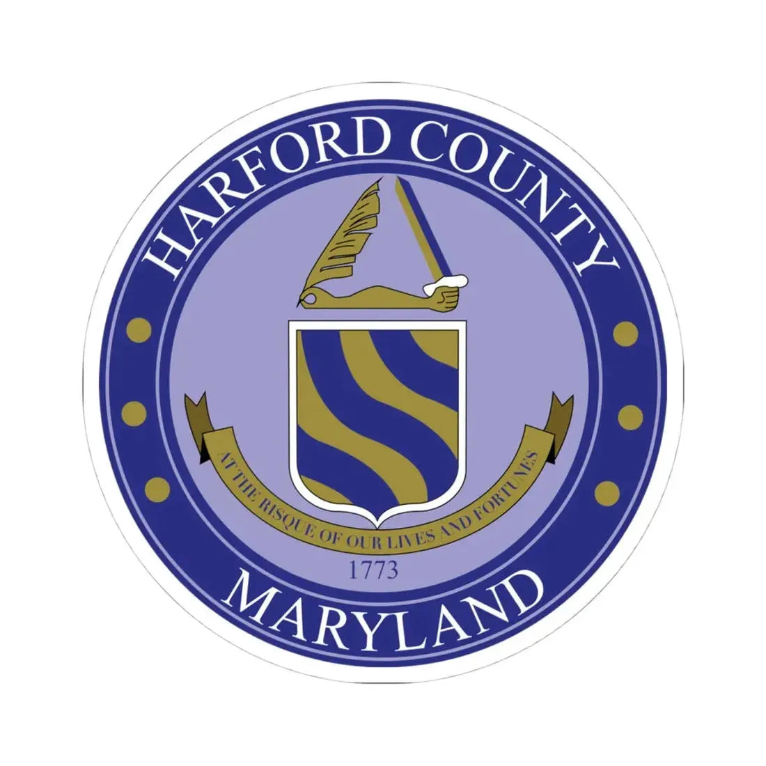 Seal of Harford County Maryland (United States) STICKER Vinyl Kiss-Cut Decal 4 Inch White - The Sticker Space