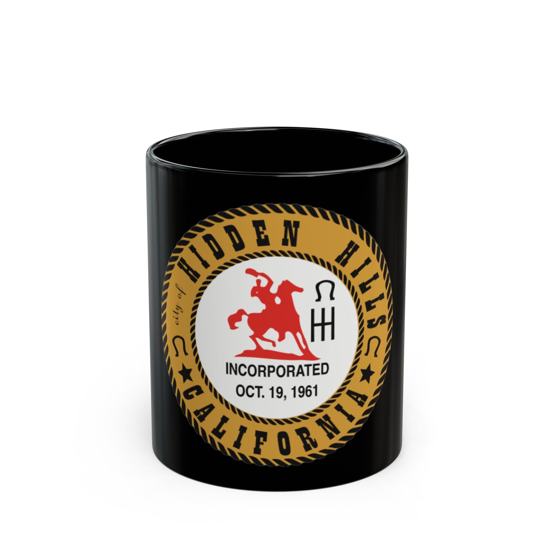 Seal of Hidden Hills California - Black Coffee Mug-The Sticker Space