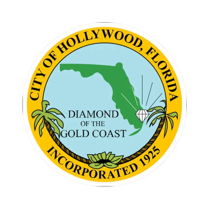 Seal of Hollywood Florida (United States) STICKER Vinyl Kiss-Cut Decal 2 Inch White - The Sticker Space