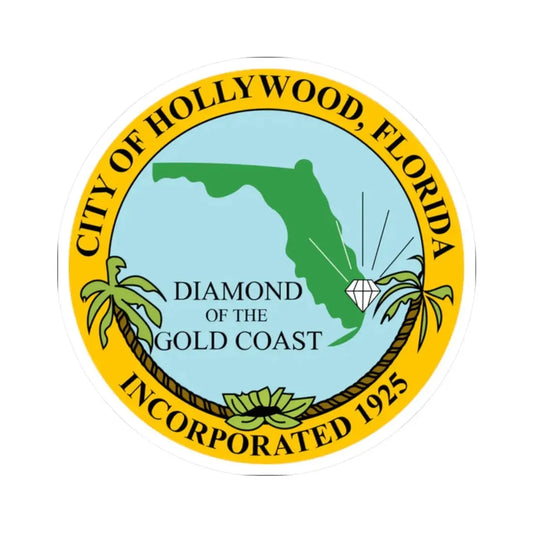Seal of Hollywood Florida (United States) STICKER Vinyl Kiss-Cut Decal 2 Inch White - The Sticker Space