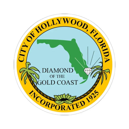 Seal of Hollywood Florida (United States) STICKER Vinyl Kiss-Cut Decal 6 Inch White - The Sticker Space