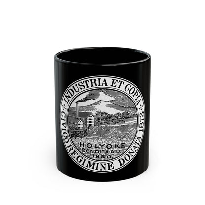 Seal of Holyoke Massachusetts - Black Coffee Mug-11oz-The Sticker Space