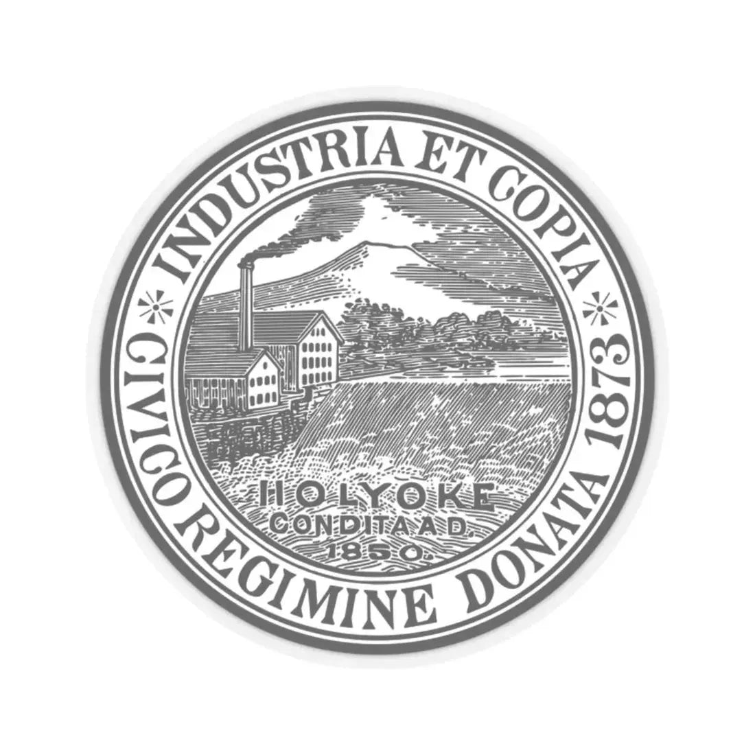 Seal of Holyoke Massachusetts - STICKER Vinyl Kiss-Cut Decal 2 Inch Transparent - The Sticker Space
