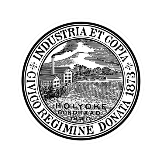 Seal of Holyoke Massachusetts - STICKER Vinyl Kiss-Cut Decal 2 Inch White - The Sticker Space