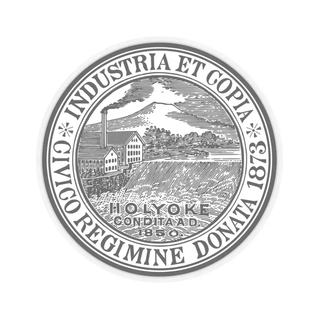 Seal of Holyoke Massachusetts - STICKER Vinyl Kiss-Cut Decal 4 Inch Transparent - The Sticker Space