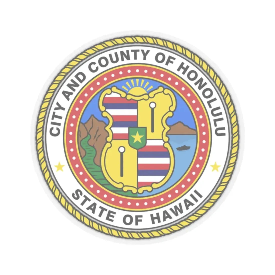 Seal of Honolulu Hawaii - STICKER Vinyl Kiss-Cut Decal 2 Inch Transparent - The Sticker Space