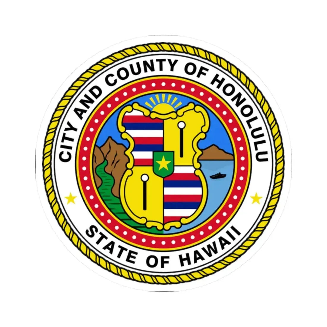 Seal of Honolulu Hawaii - STICKER Vinyl Kiss-Cut Decal 2 Inch White - The Sticker Space