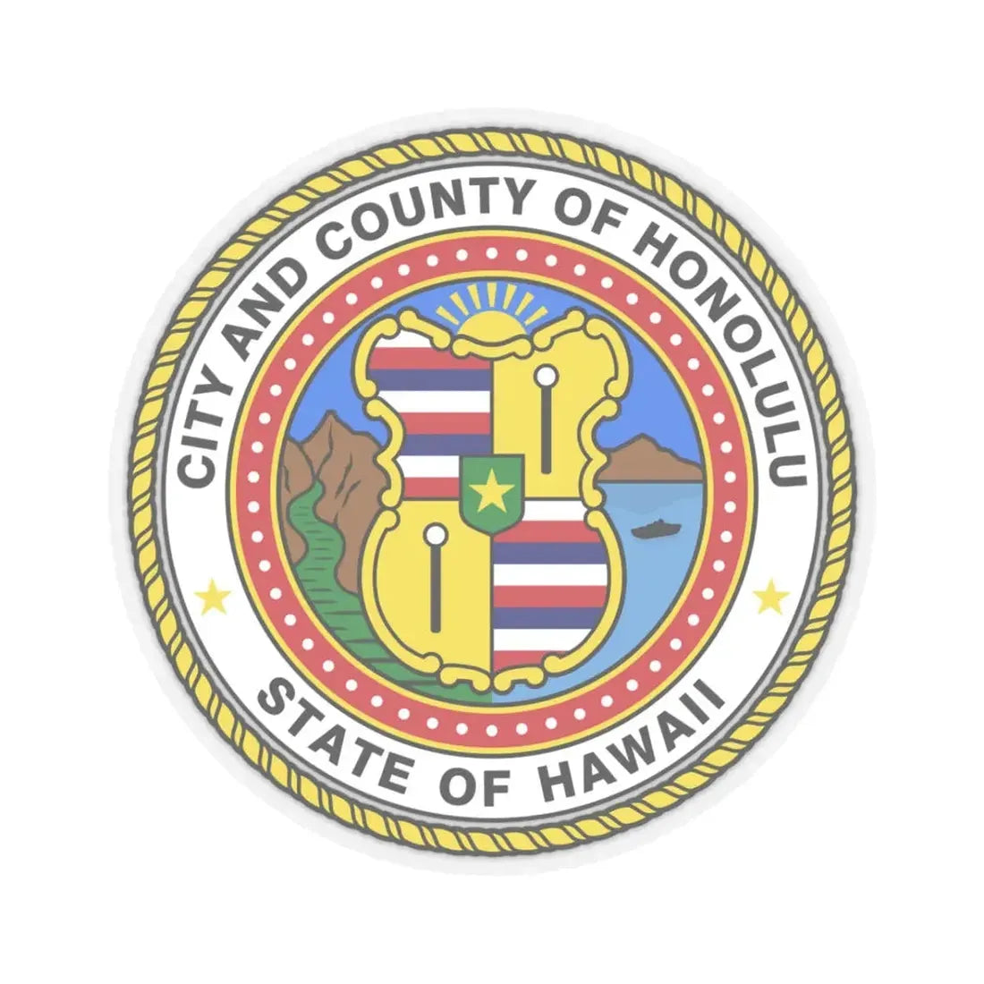 Seal of Honolulu Hawaii - STICKER Vinyl Kiss-Cut Decal 3 Inch Transparent - The Sticker Space