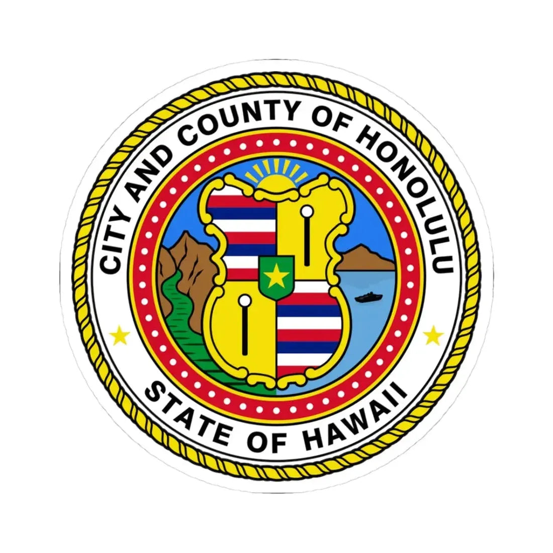 Seal of Honolulu Hawaii - STICKER Vinyl Kiss-Cut Decal 3 Inch White - The Sticker Space
