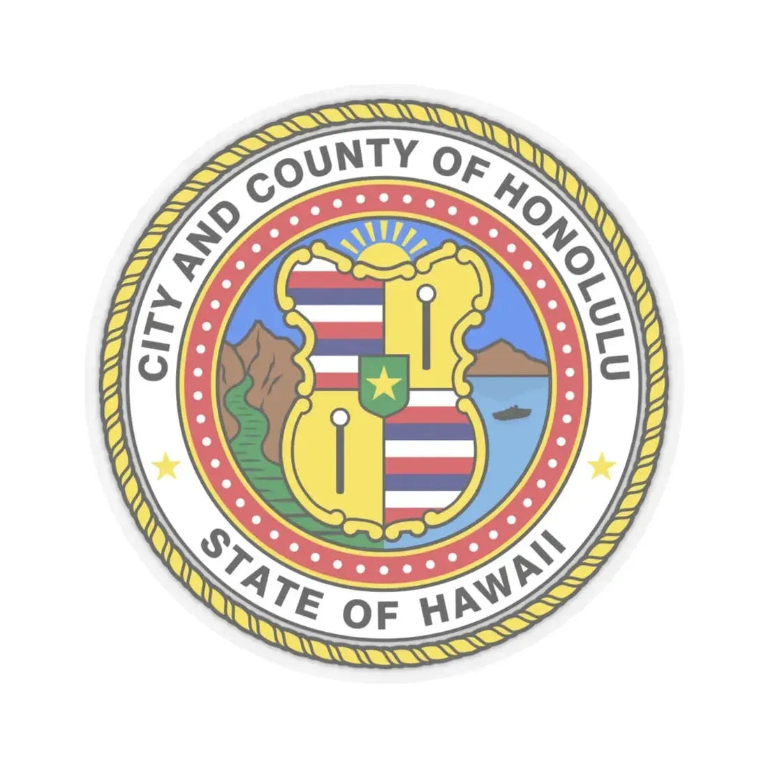Seal of Honolulu Hawaii - STICKER Vinyl Kiss-Cut Decal 4 Inch Transparent - The Sticker Space