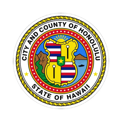 Seal of Honolulu Hawaii - STICKER Vinyl Kiss-Cut Decal 4 Inch White - The Sticker Space