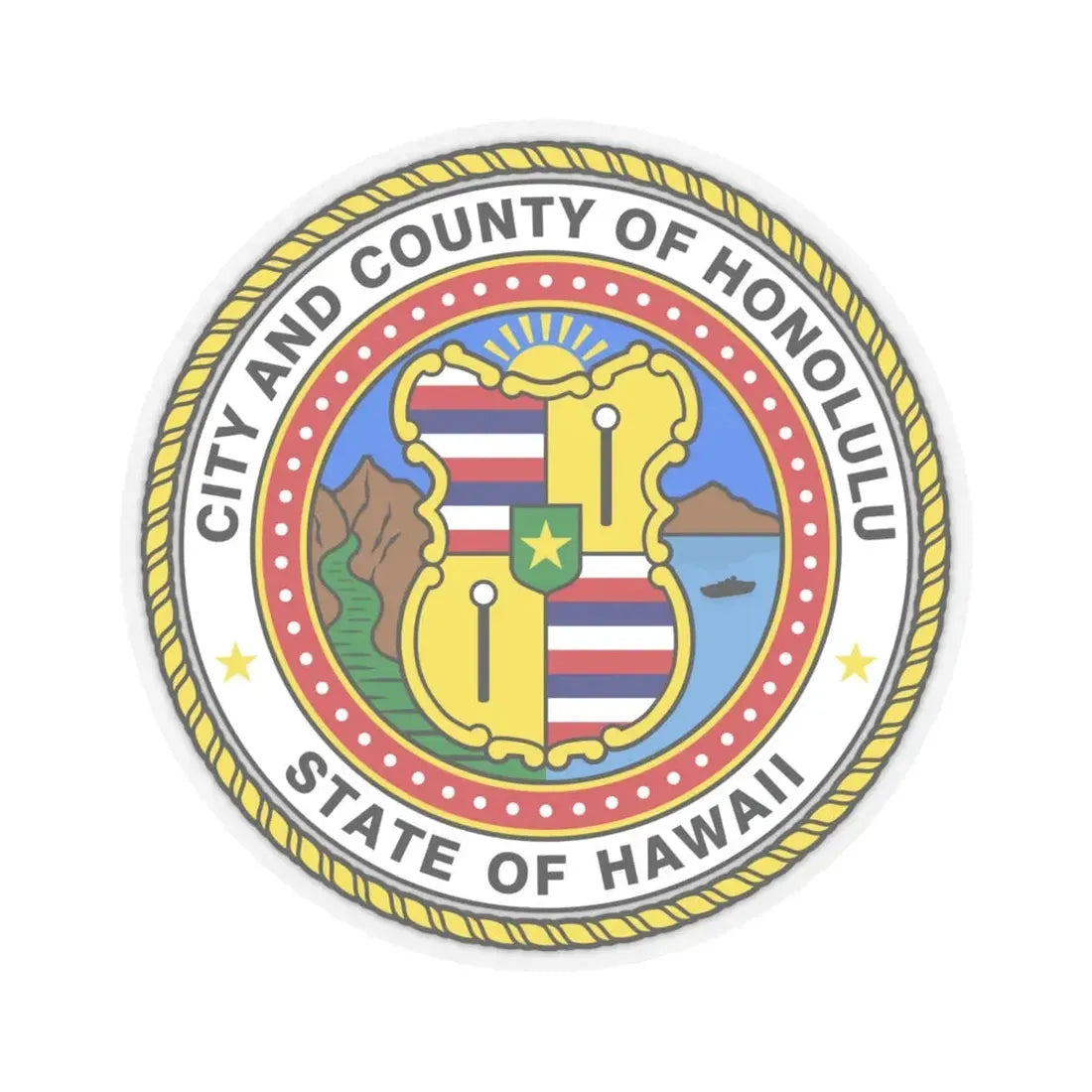 Seal of Honolulu Hawaii - STICKER Vinyl Kiss-Cut Decal 6 Inch Transparent - The Sticker Space