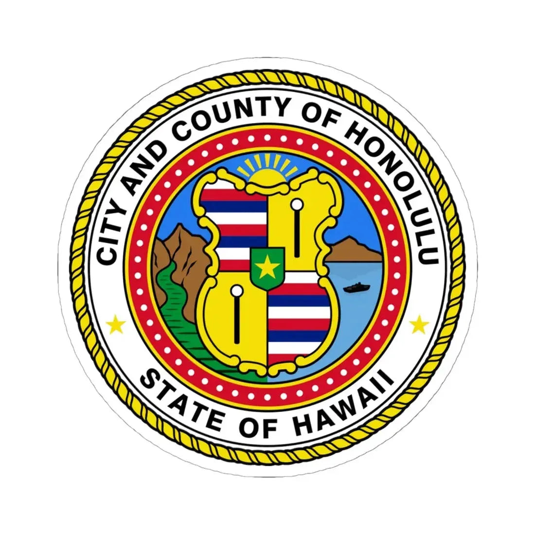 Seal of Honolulu Hawaii - STICKER Vinyl Kiss-Cut Decal 6 Inch White - The Sticker Space