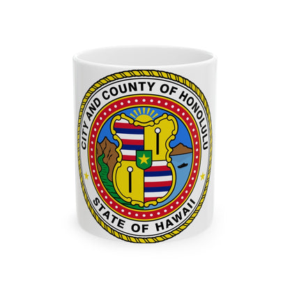 Seal of Honolulu Hawaii - White Coffee Mug-11oz-The Sticker Space