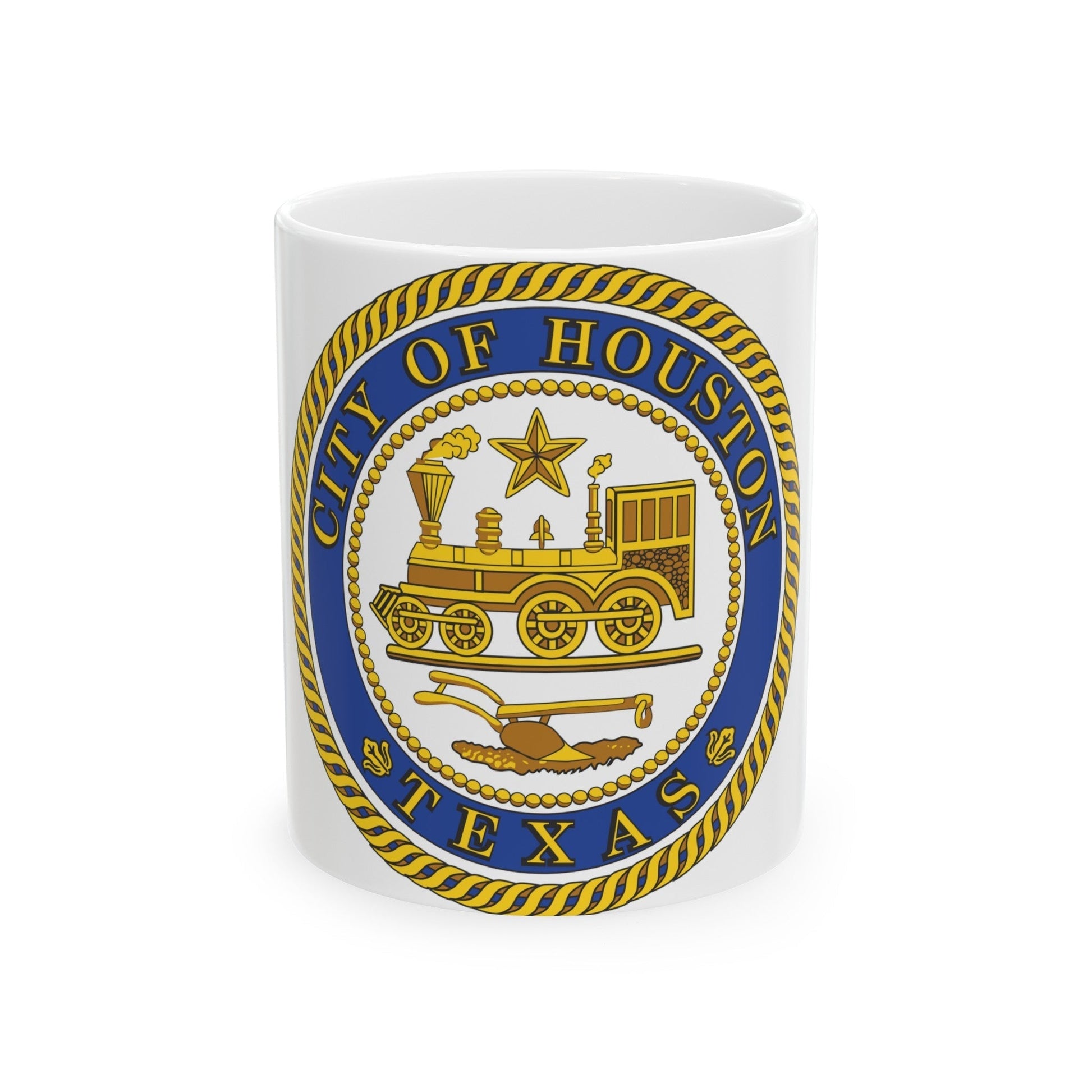 Seal of Houston Texas - White Coffee Mug-11oz-The Sticker Space