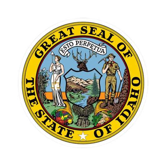 Seal of Idaho (United States) STICKER Vinyl Kiss-Cut Decal 2 Inch White - The Sticker Space