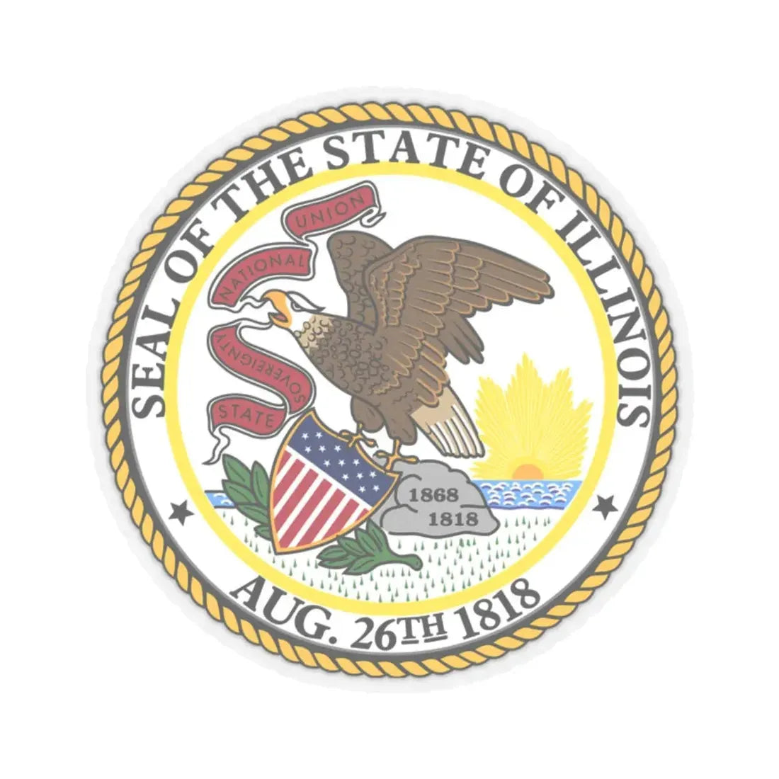Seal of Illinois (United States) STICKER Vinyl Kiss-Cut Decal 2 Inch Transparent - The Sticker Space