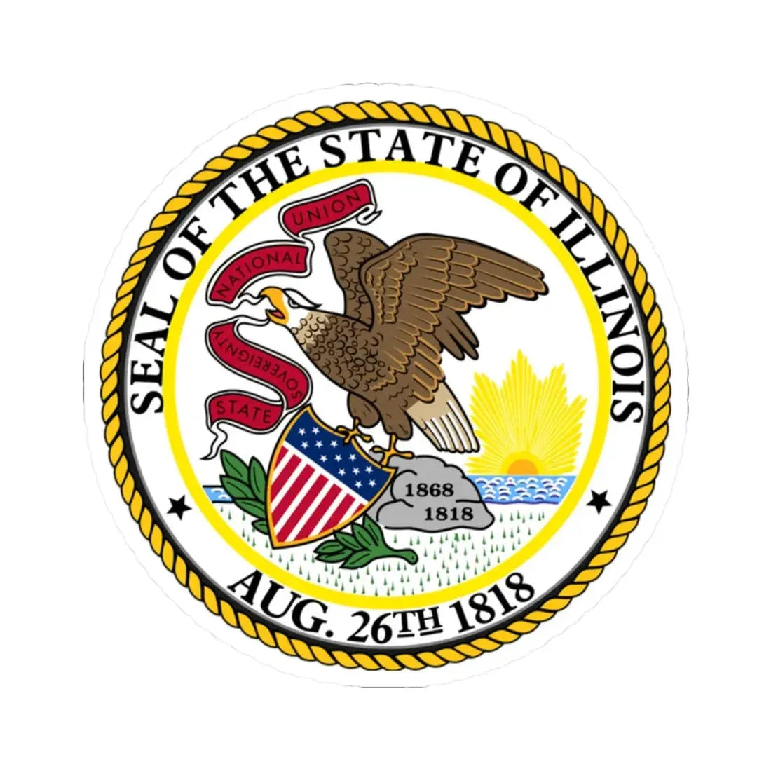 Seal of Illinois (United States) STICKER Vinyl Kiss-Cut Decal 2 Inch White - The Sticker Space