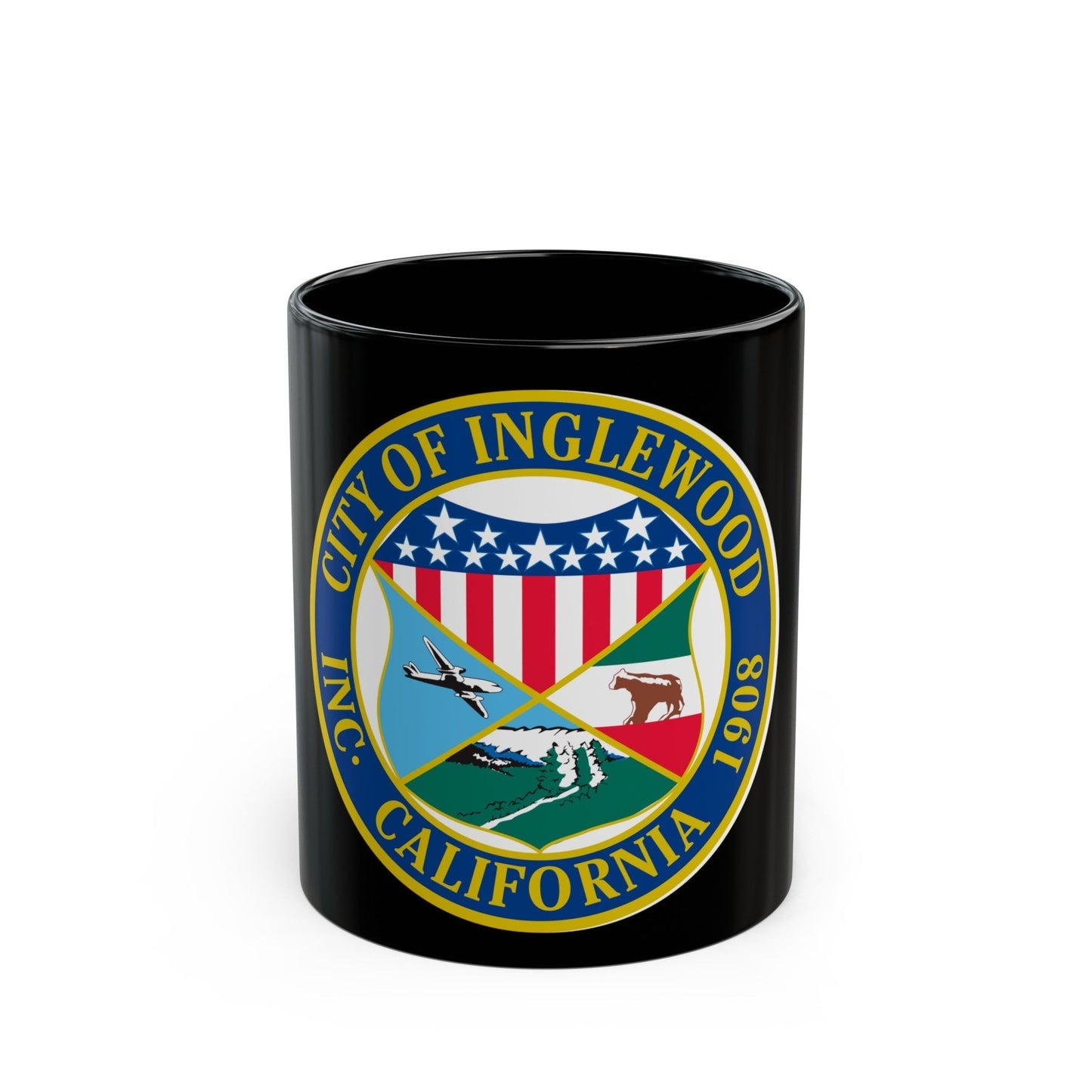 Seal of Inglewood California - Black Coffee Mug-11oz-The Sticker Space