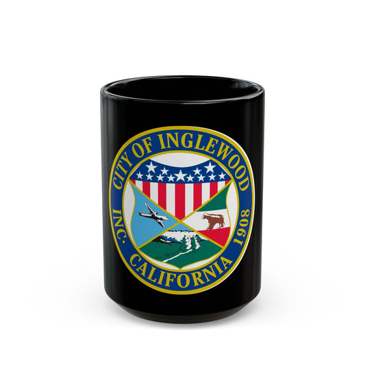 Seal of Inglewood California - Black Coffee Mug-15oz-The Sticker Space