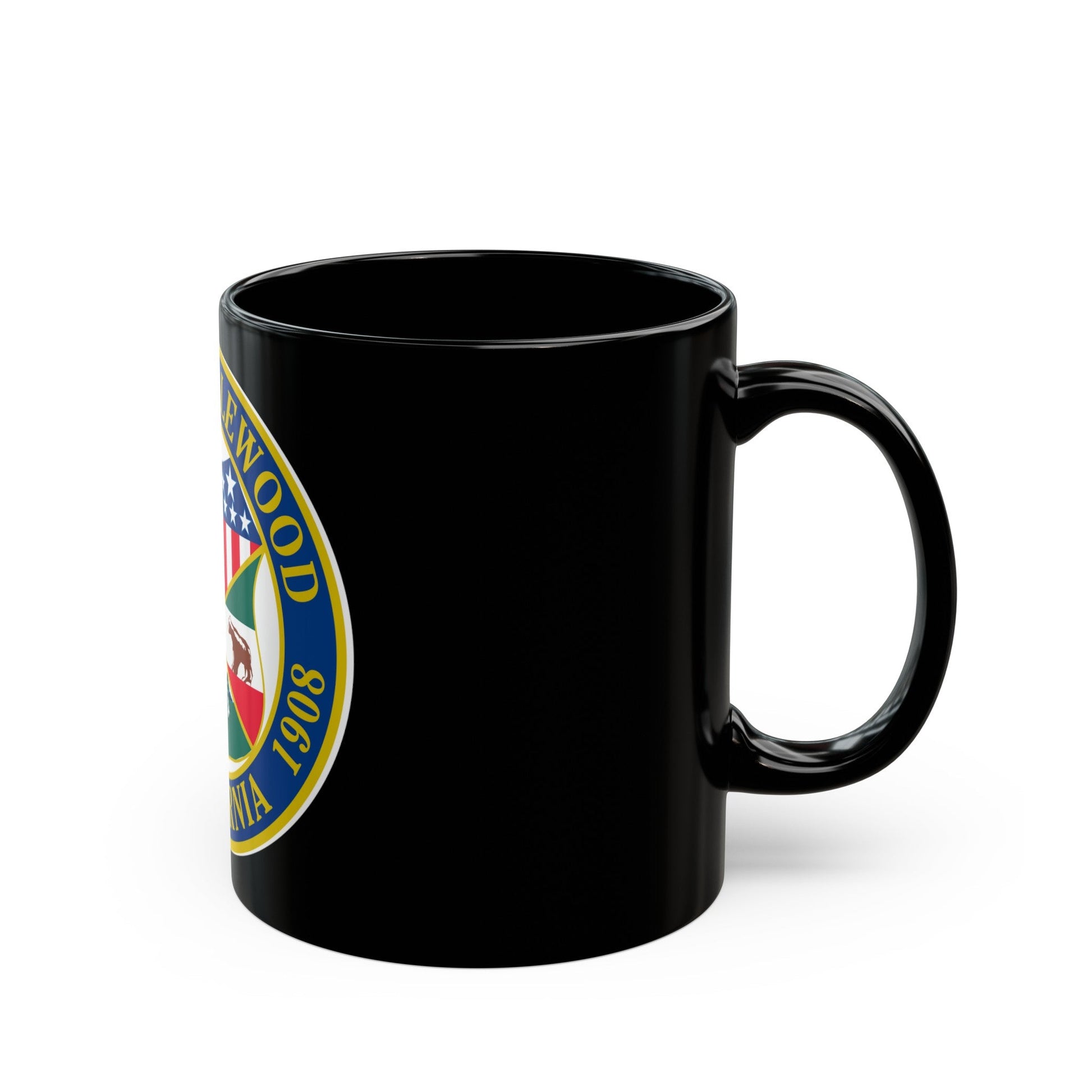 Seal of Inglewood California - Black Coffee Mug-The Sticker Space