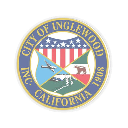Seal of Inglewood California - STICKER Vinyl Kiss-Cut Decal 3 Inch Transparent - The Sticker Space