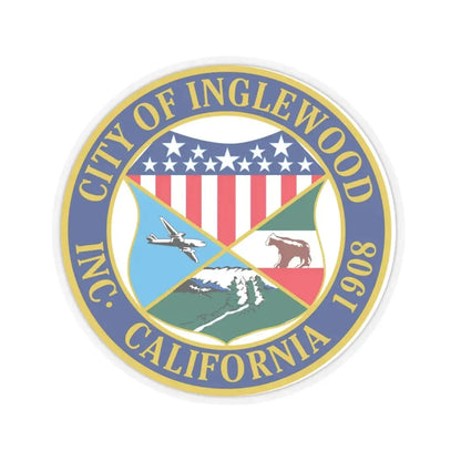 Seal of Inglewood California - STICKER Vinyl Kiss-Cut Decal 4 Inch Transparent - The Sticker Space