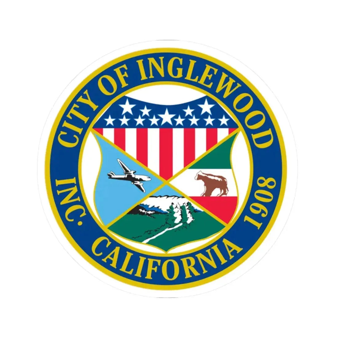 Seal of Inglewood California (United States) STICKER Vinyl Kiss-Cut Decal 2 Inch White - The Sticker Space