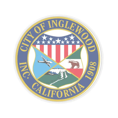 Seal of Inglewood California (United States) STICKER Vinyl Kiss-Cut Decal 4 Inch Transparent - The Sticker Space